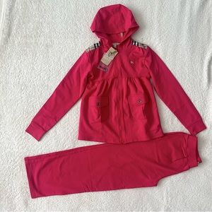 NWT Authentic Burberry Girl Ruffled High Waist Track Jacket and Pant Set